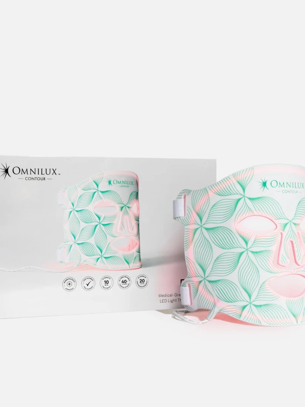 Omnilux Contour LED Therapy Mask — White with Green Pattern